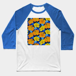 Yellow Summer Hibiscus Baseball T-Shirt